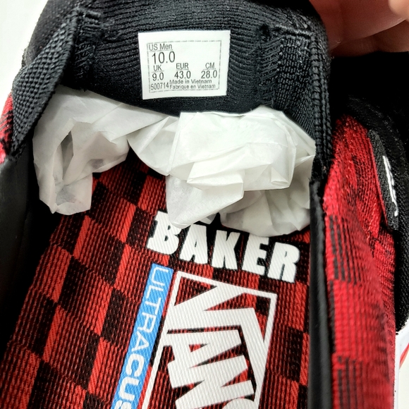 Vans Baker Rowan Speed Check Pro Black Suede Red - Picture 8 of 10